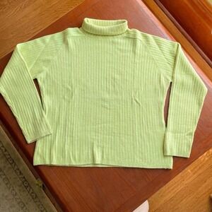 Bright green vintage 90s turtleneck sweater